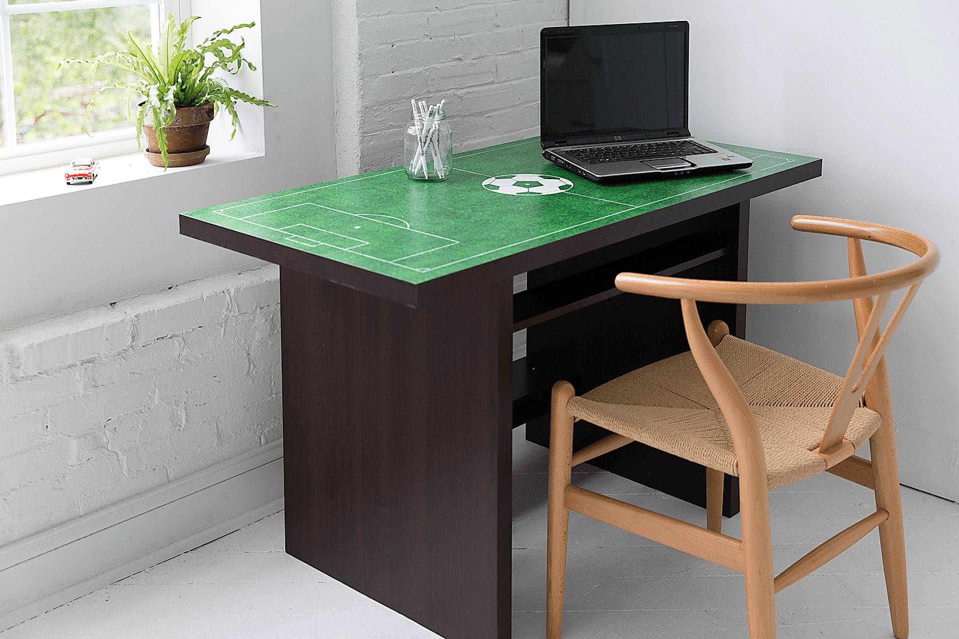 Soccer Pitch White Desk with Shelf - Image 3