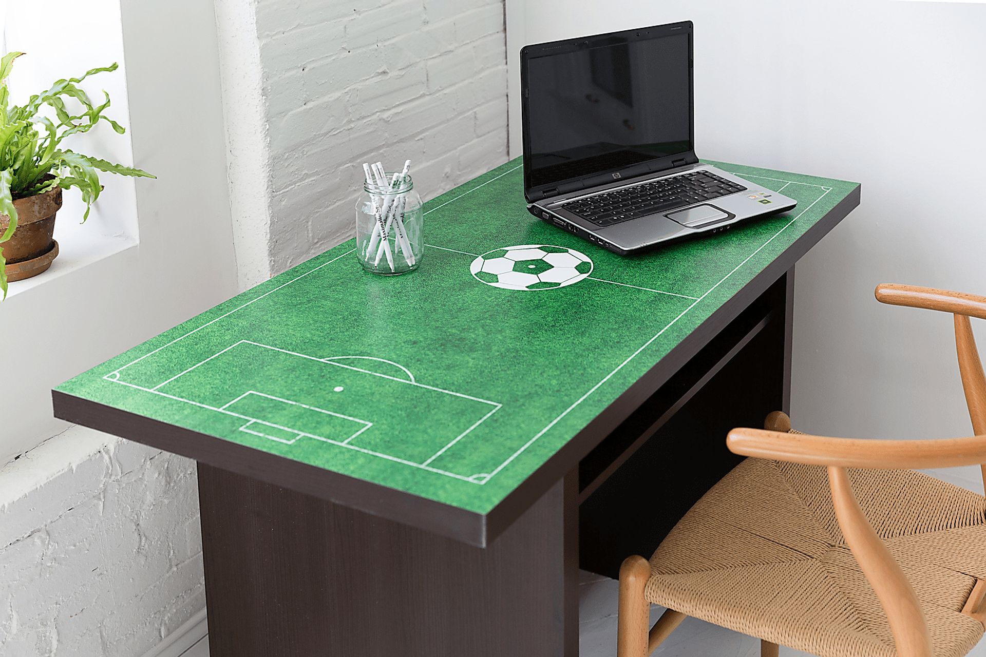 Soccer Pitch White Desk with Shelf - Image 4