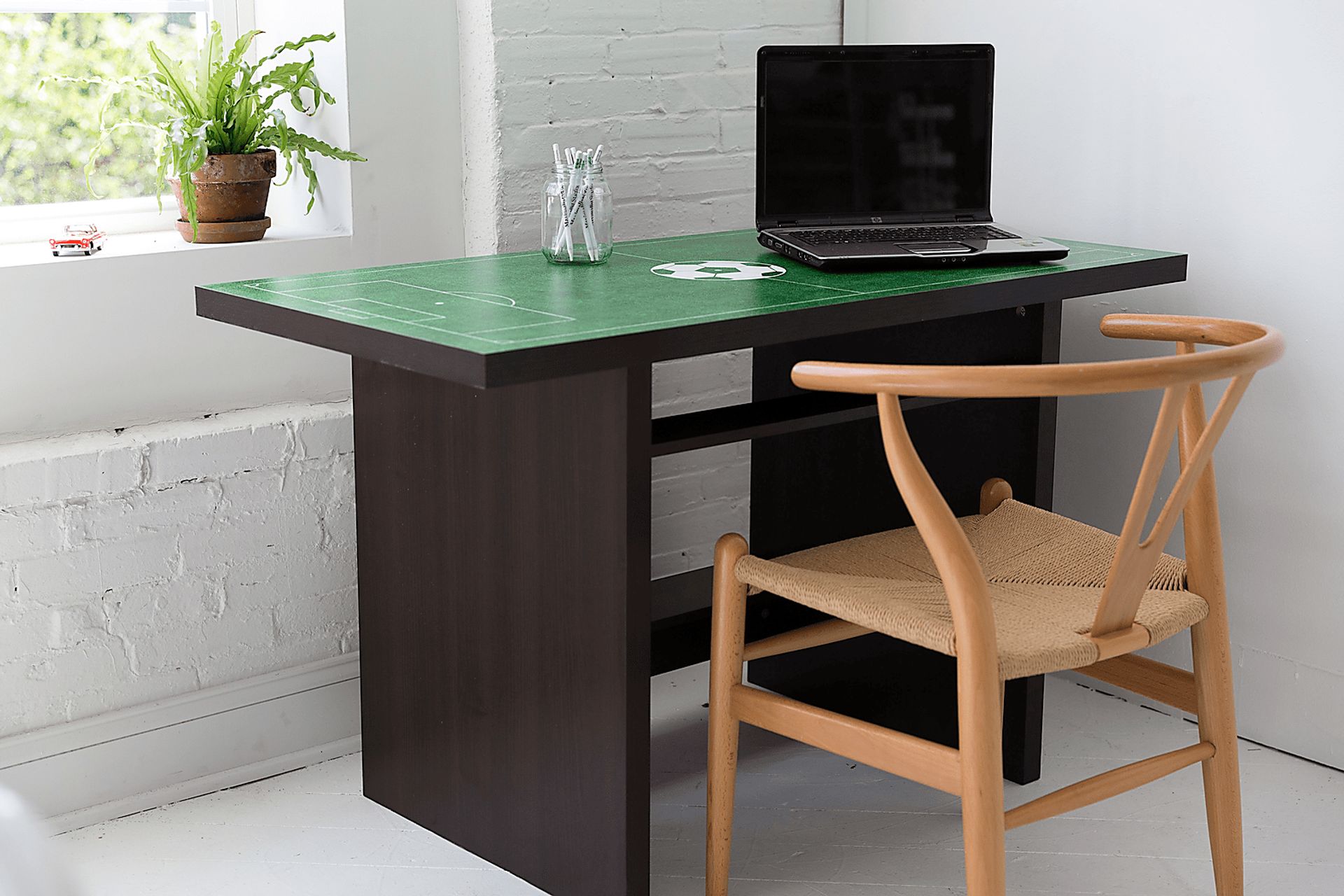 Soccer Pitch White Desk with Shelf - Image 5