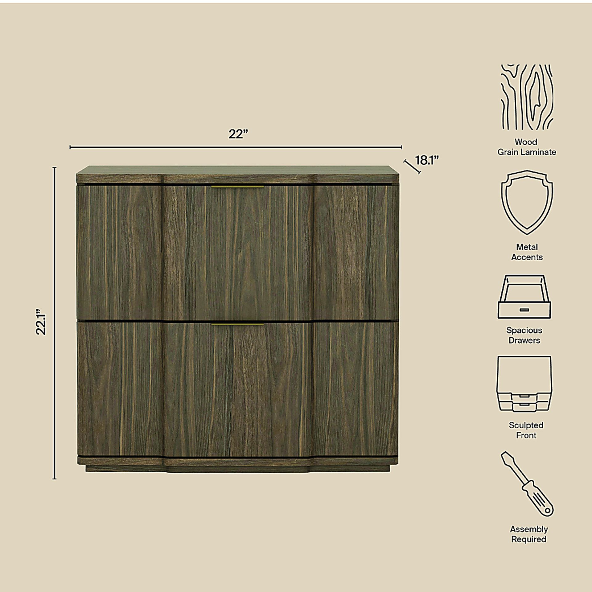Socia I Walnut/Gold Nightstand - Image 3