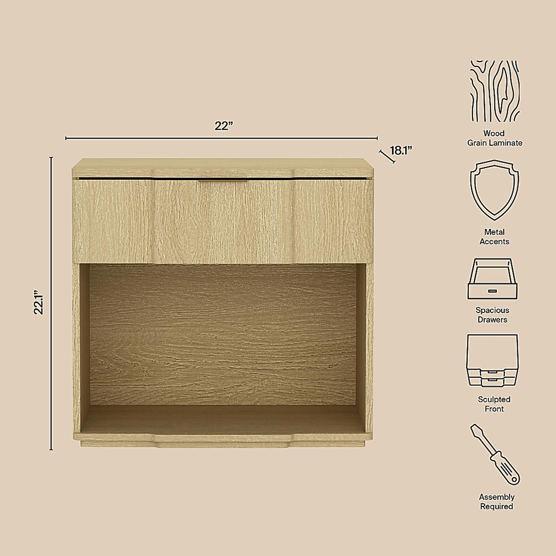 Socia II Natural/Gold Nightstand - Image 4