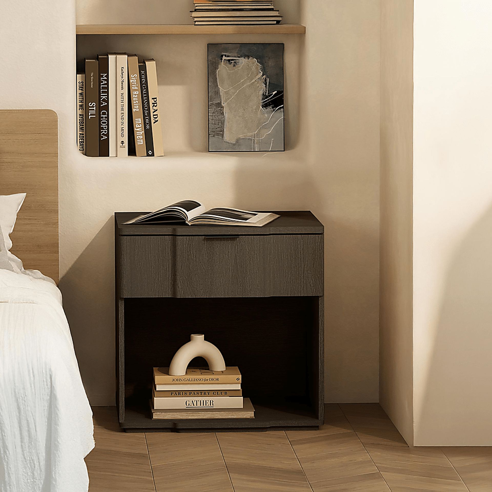 Socia II Walnut/Black Nightstand - Image 2