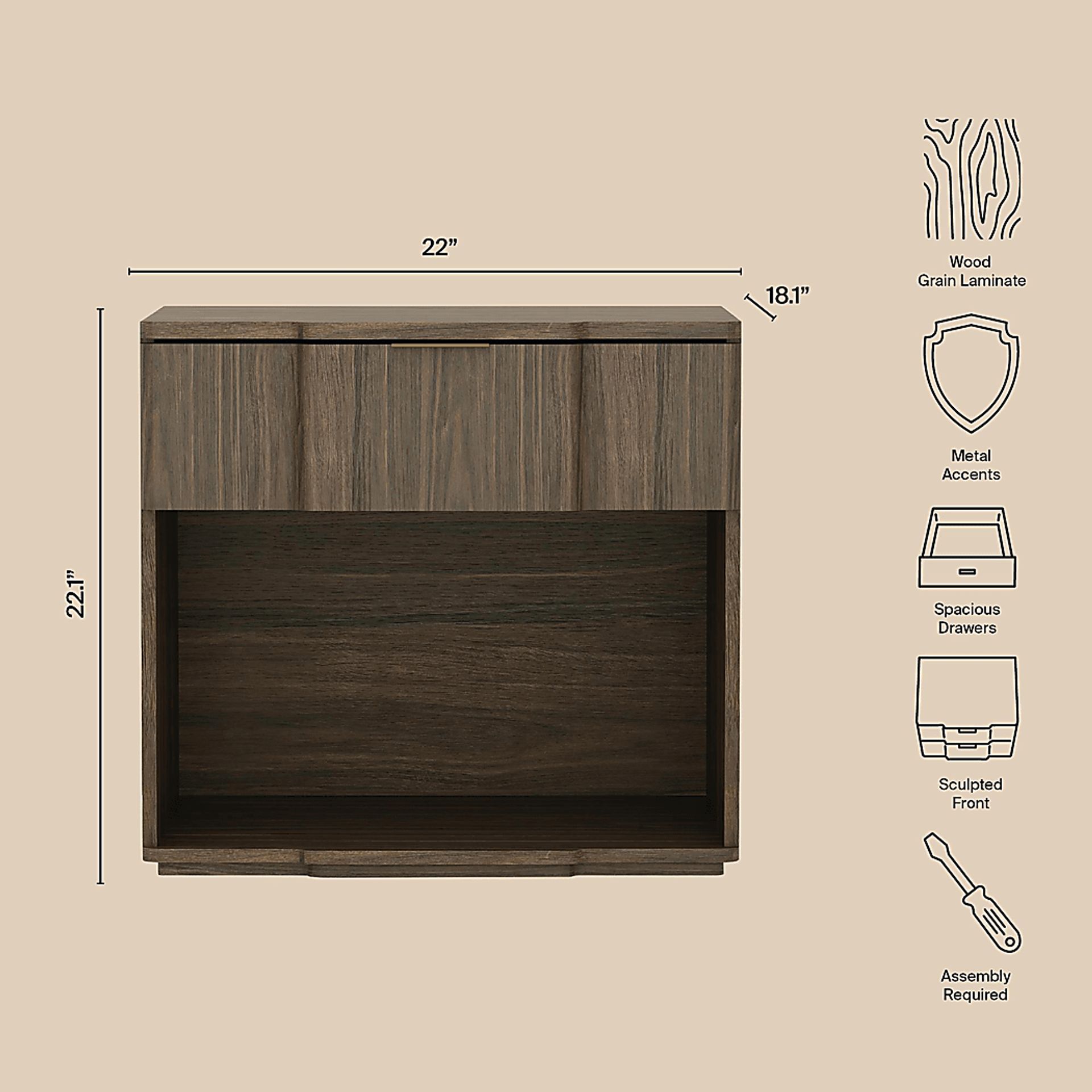 Socia II Walnut/Gold Nightstand - Image 4