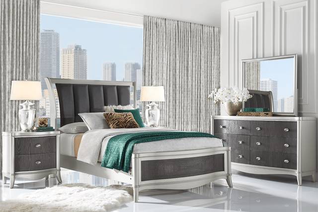 Annabella Espresso 7 Pc Queen Upholstered Bedroom - Thumbnail - Image 1