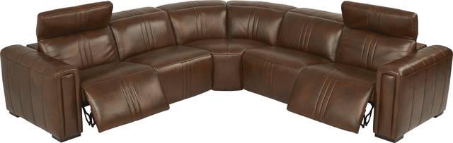 Bennett Valley Brown 5 Pc Leather Dual Power Reclining Sectional - Thumbnail - Image 3
