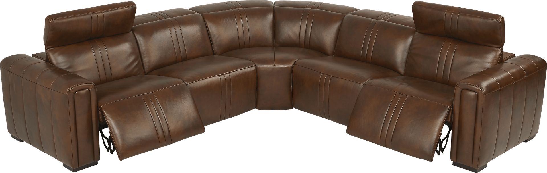 Bennett Valley Brown 5 Pc Leather Dual Power Reclining Sectional - Image 3