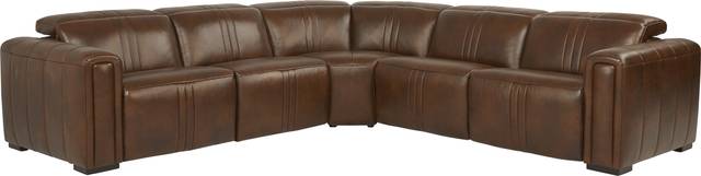 Bennett Valley Brown 5 Pc Leather Dual Power Reclining Sectional - Thumbnail - Image 1