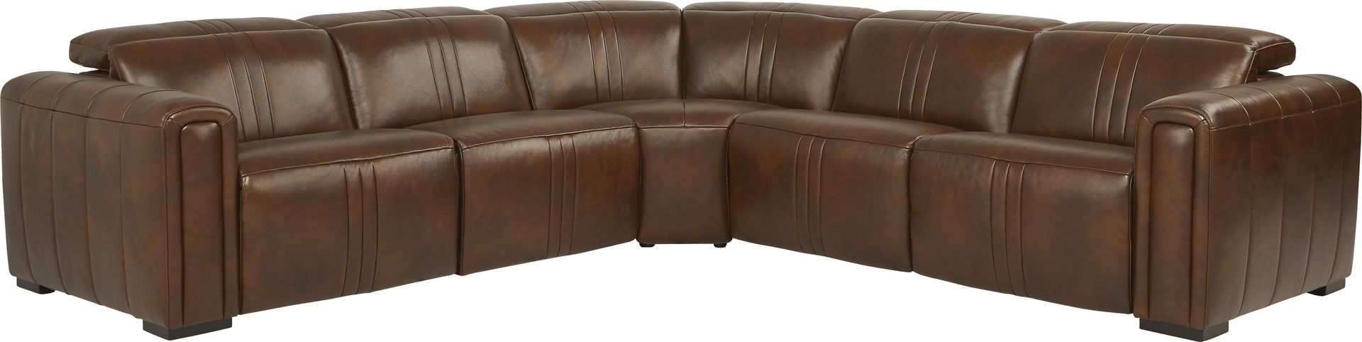 Bennett Valley Brown 5 Pc Leather Dual Power Reclining Sectional - Image 1