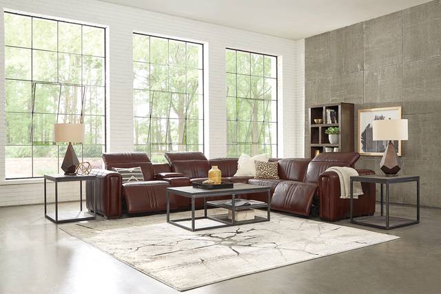 Bennett Valley Brown 7 Pc Leather Dual Power Reclining Sectional Living Room - Thumbnail - Image 1