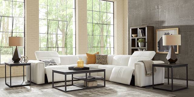 Bennett Valley White 5 Pc Leather Dual Power Reclining Sectional - Thumbnail - Image 2