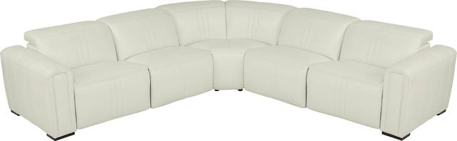 Bennett Valley White 5 Pc Leather Dual Power Reclining Sectional - Thumbnail - Image 3