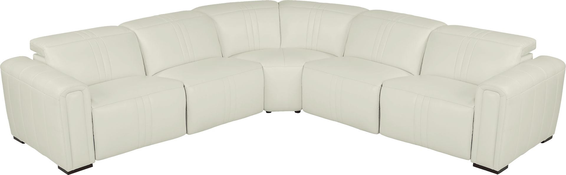 Bennett Valley White 5 Pc Leather Dual Power Reclining Sectional - Image 3