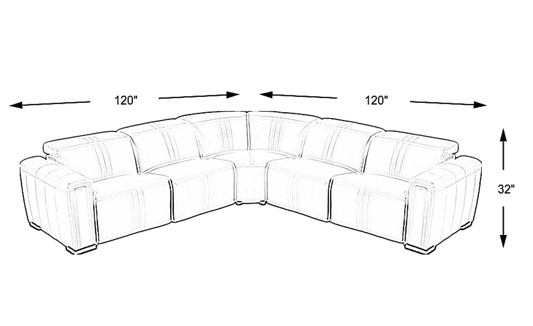 Bennett Valley White 5 Pc Leather Dual Power Reclining Sectional