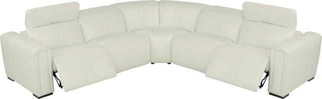 Bennett Valley White 5 Pc Leather Dual Power Reclining Sectional - Thumbnail - Image 1