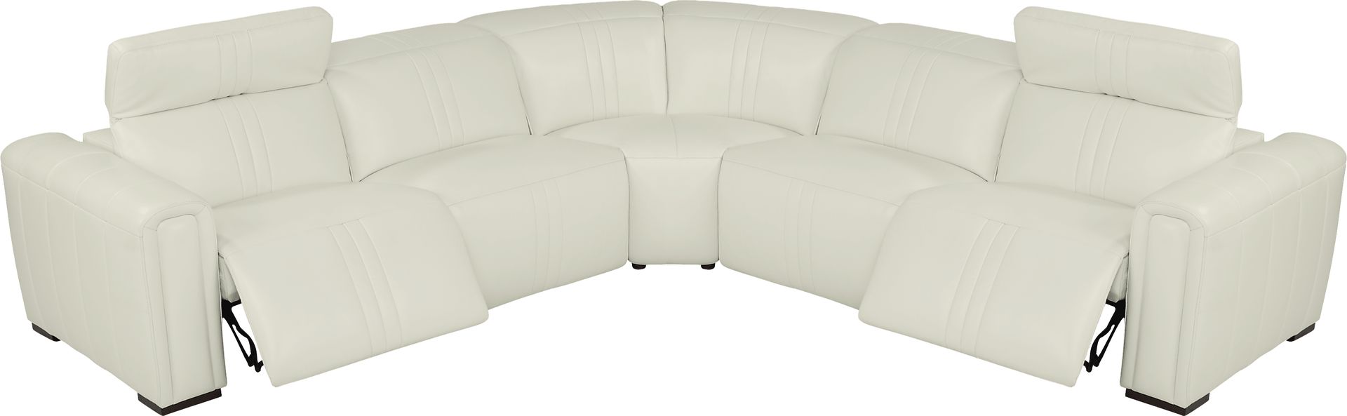 Bennett Valley White 5 Pc Leather Dual Power Reclining Sectional - Image 1