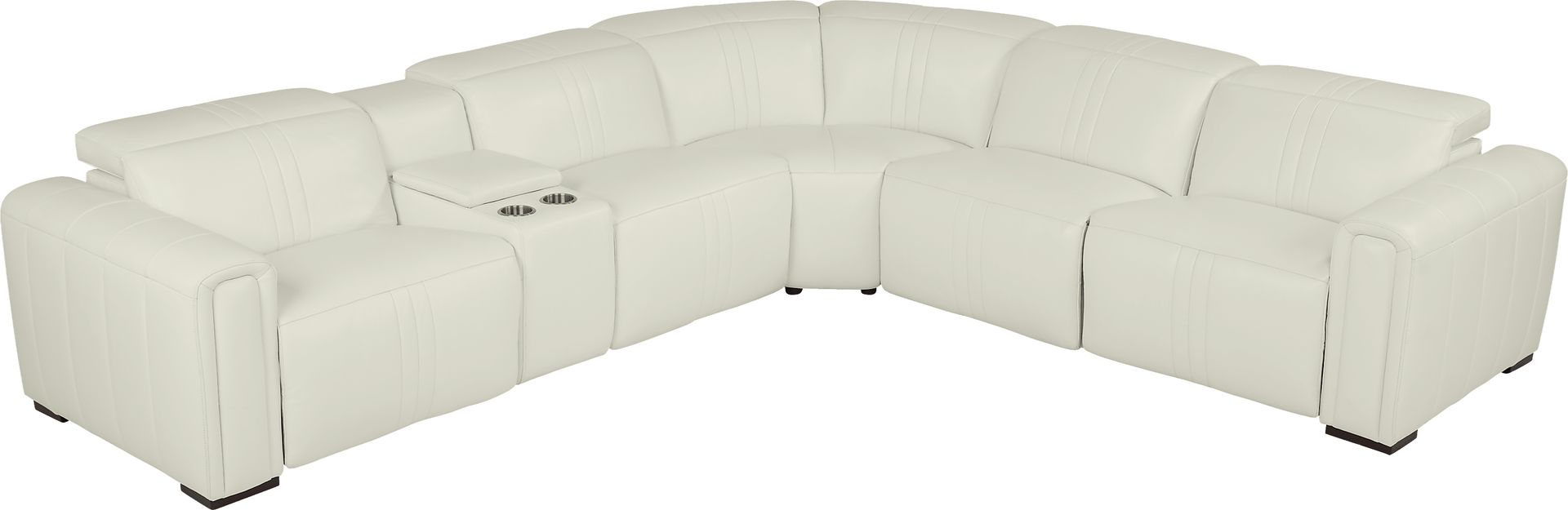 Bennett Valley White 6 Pc Leather Dual Power Reclining Sectional - Image 3