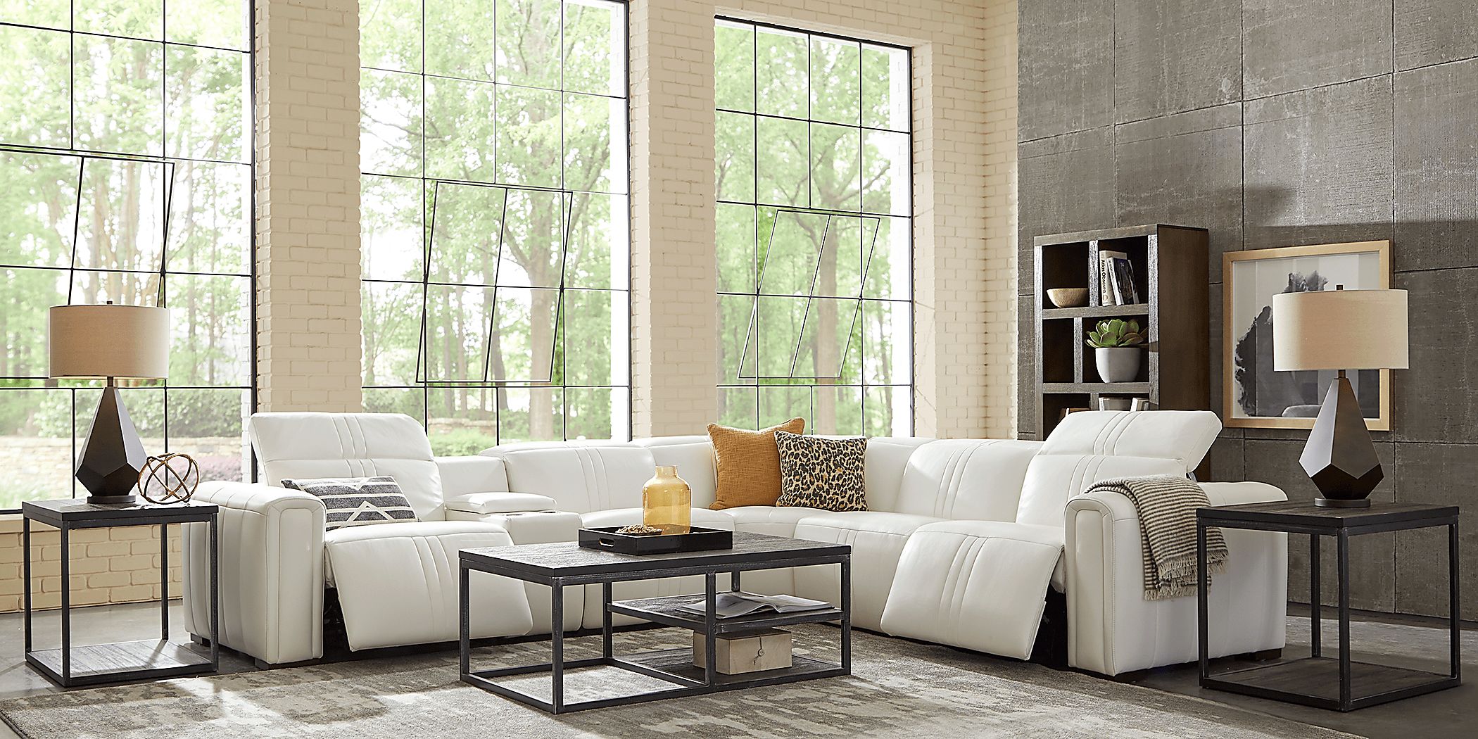 Sofia Vergara Bennett Valley White Leather 6 Pc Dual Power