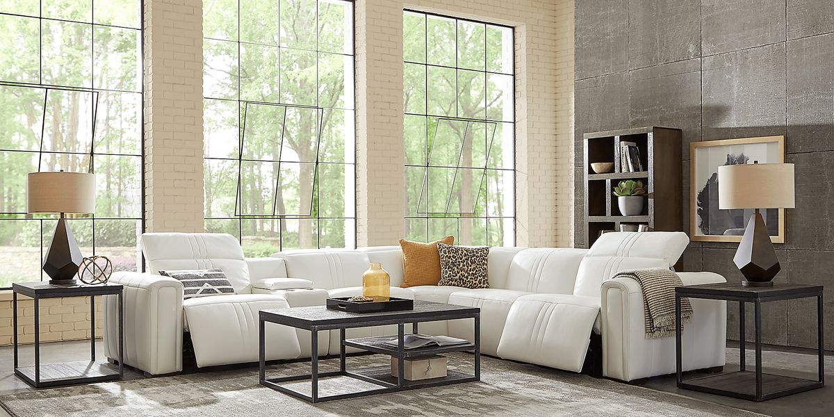Sofia Vergara Bennett Valley White Leather 6 Pc Dual Power