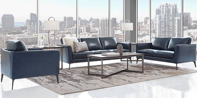 Brazil Midnight 3 Pc Leather Living Room - Thumbnail - Image 1