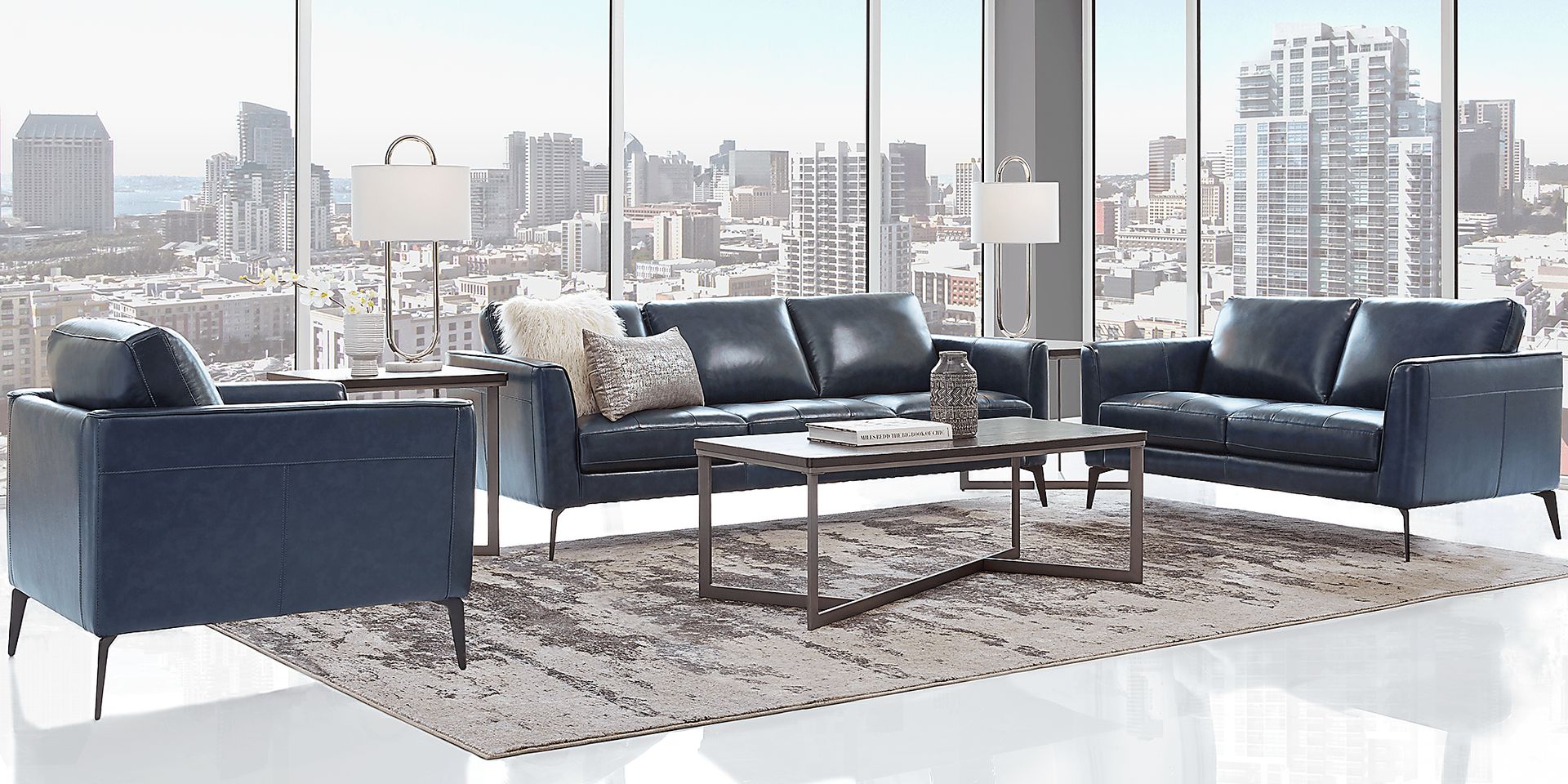 Brazil Midnight 3 Pc Leather Living Room - Image 1