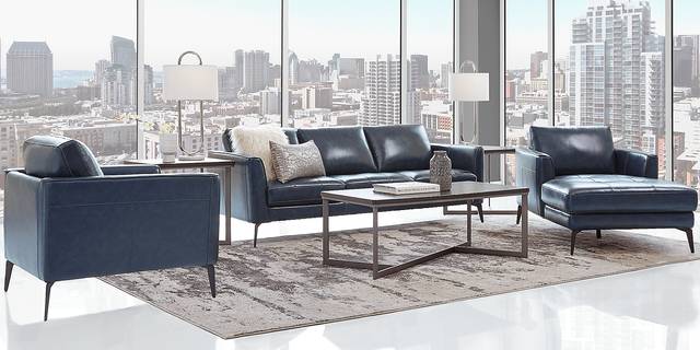 Brazil Midnight 5 Pc Leather Living Room - Thumbnail - Image 1