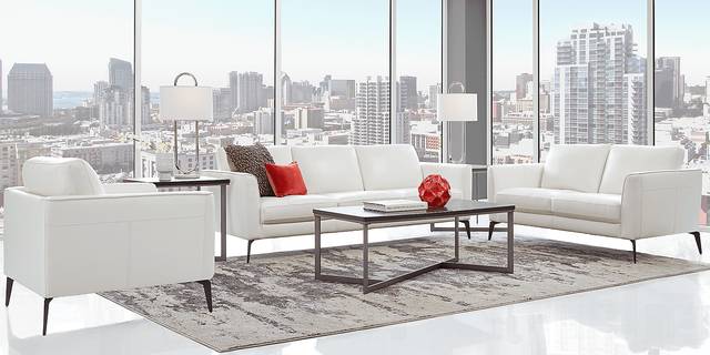 Brazil White 3 Pc Leather Living Room - Thumbnail - Image 1
