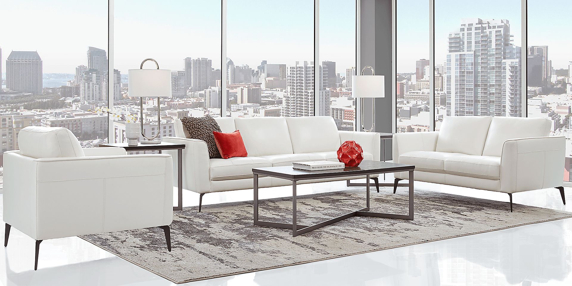 Brazil White 5 Pc Leather Living Room - Image 1