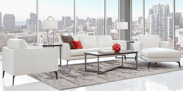 Brazil White 5 Pc Leather Living Room - Thumbnail - Image 1