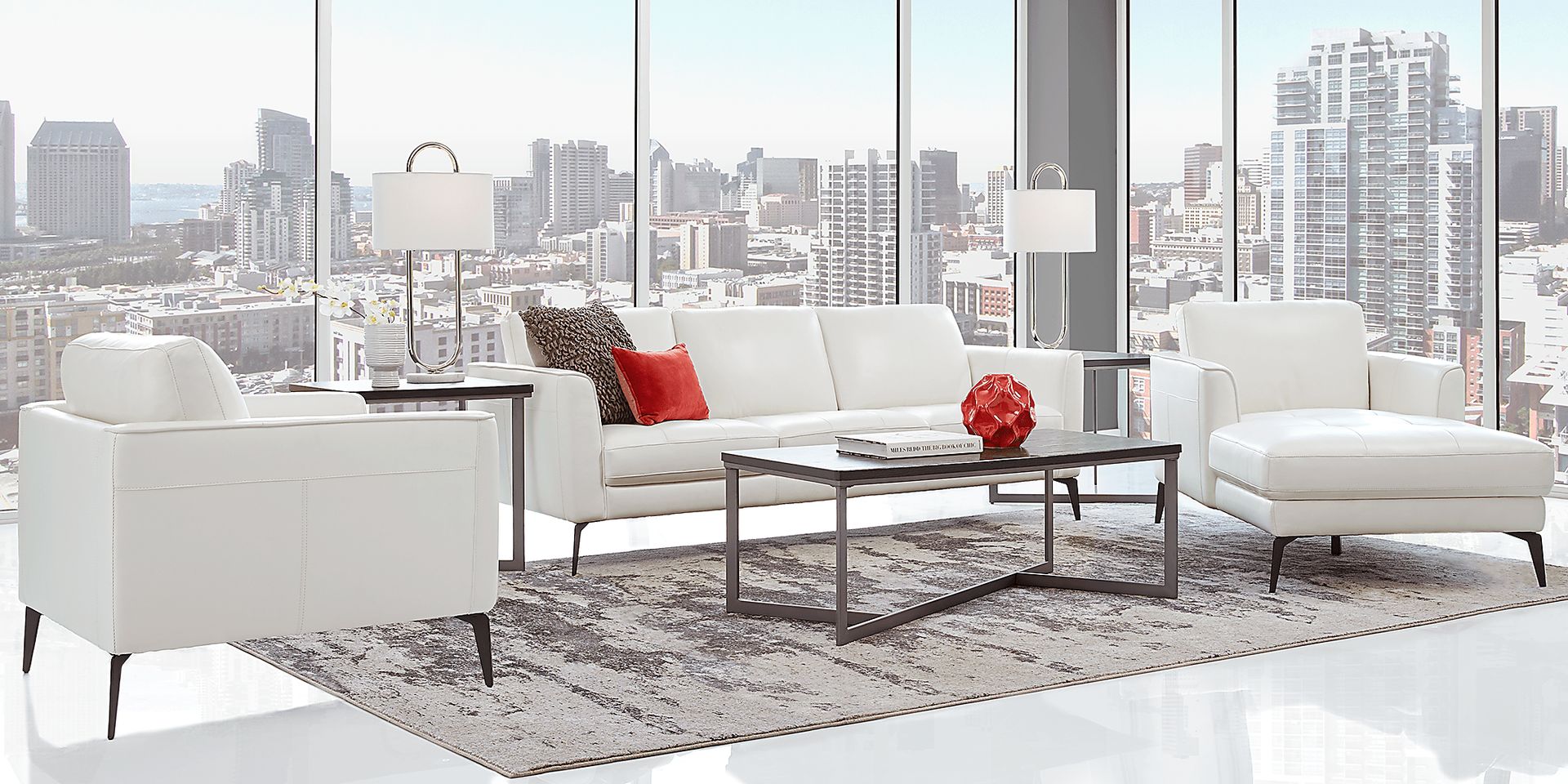Brazil White 5 Pc Leather Living Room - Image 1