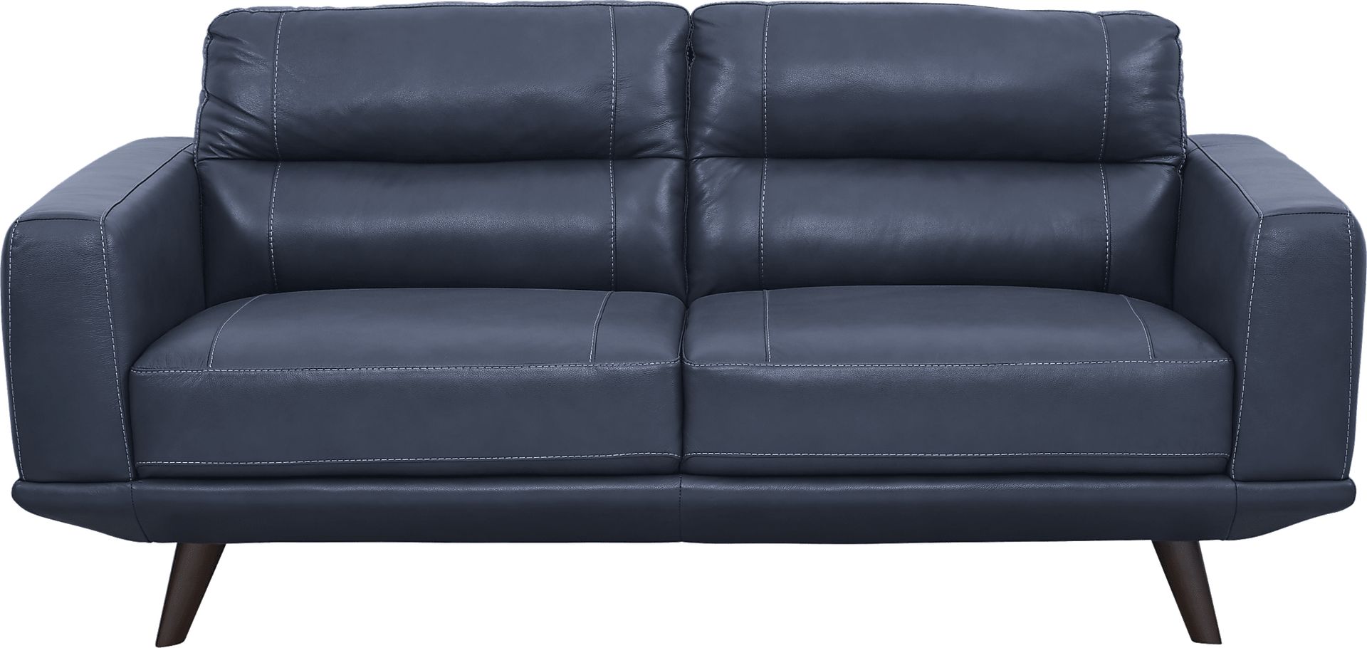 Capistrano Blue Leather Loveseat - Image 1