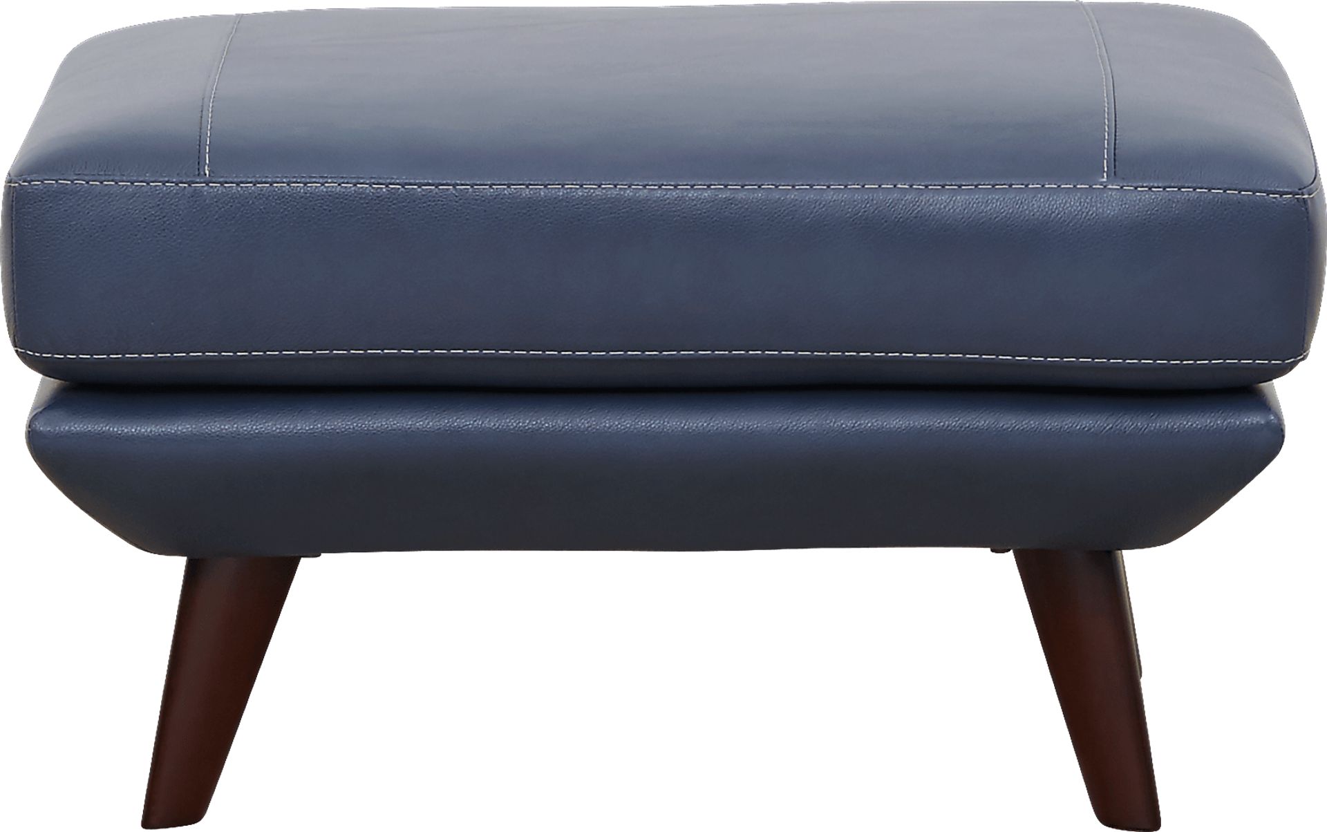 Capistrano Blue Leather Ottoman - Image 1