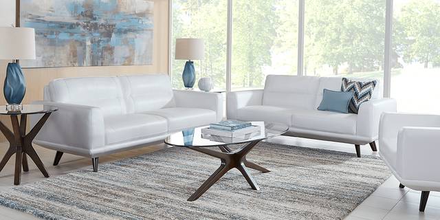 Capistrano White Leather 5 Pc Living Room - Thumbnail - Image 1