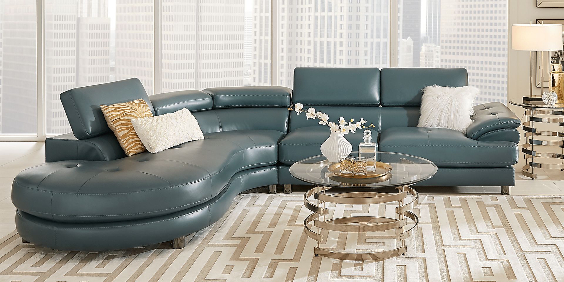 Cassinella Cove Teal 2 Pc Sectional - Image 2