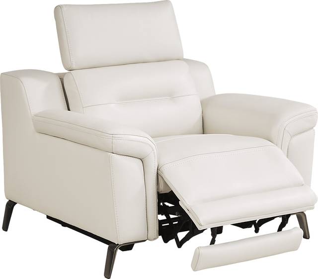 Castella Ivory Leather Dual Power Recliner - Thumbnail - Image 4