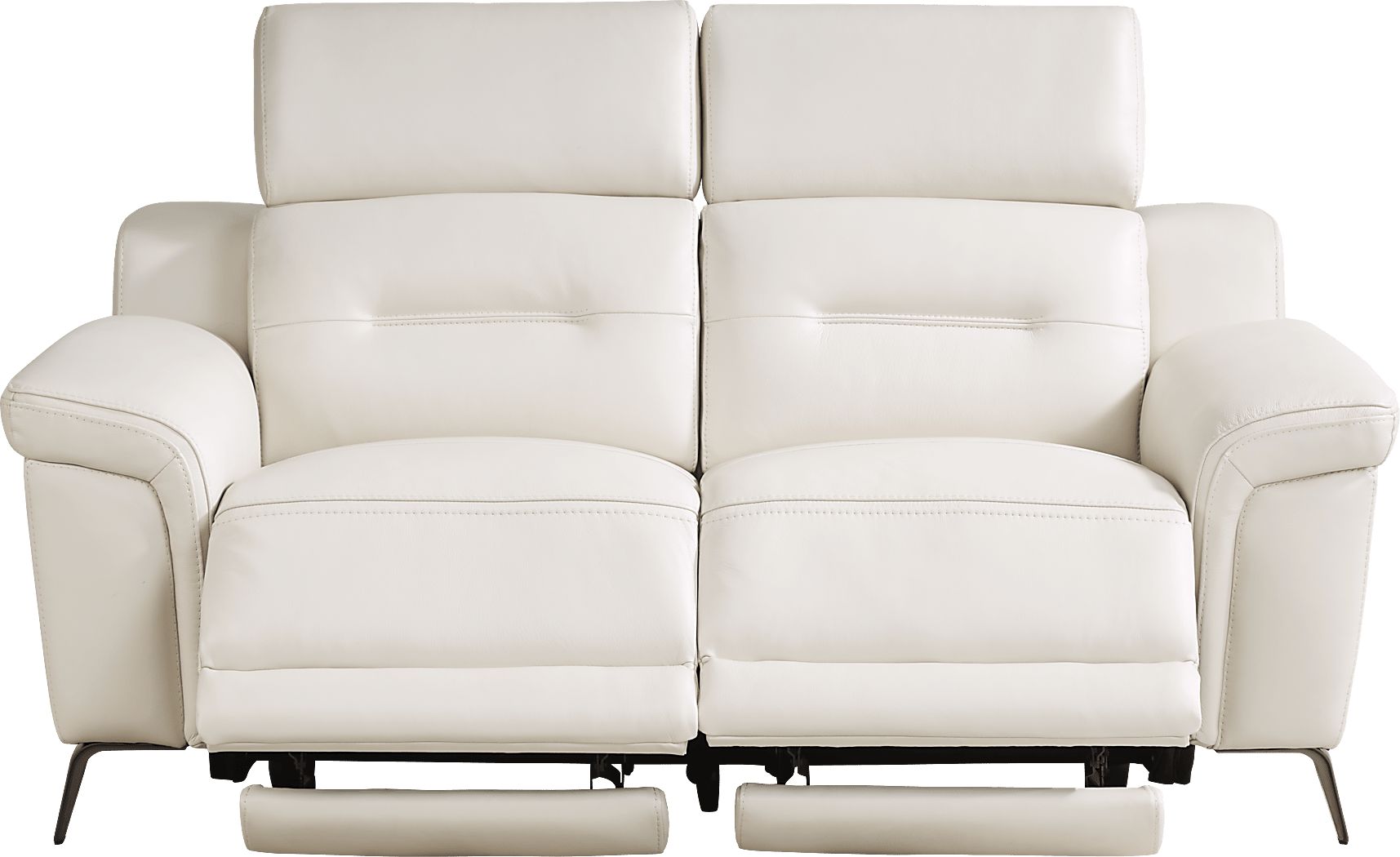 Castella Ivory Beige Leather Dual Power Reclining Loveseat | Rooms To Go