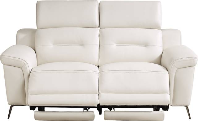 Castella Ivory Leather Dual Power Reclining Loveseat - Thumbnail - Image 2
