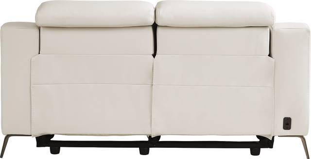 Castella Ivory Leather Dual Power Reclining Loveseat - Thumbnail - Image 3