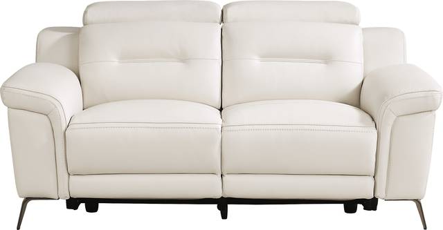 Castella Ivory Leather Dual Power Reclining Loveseat - Thumbnail - Image 1
