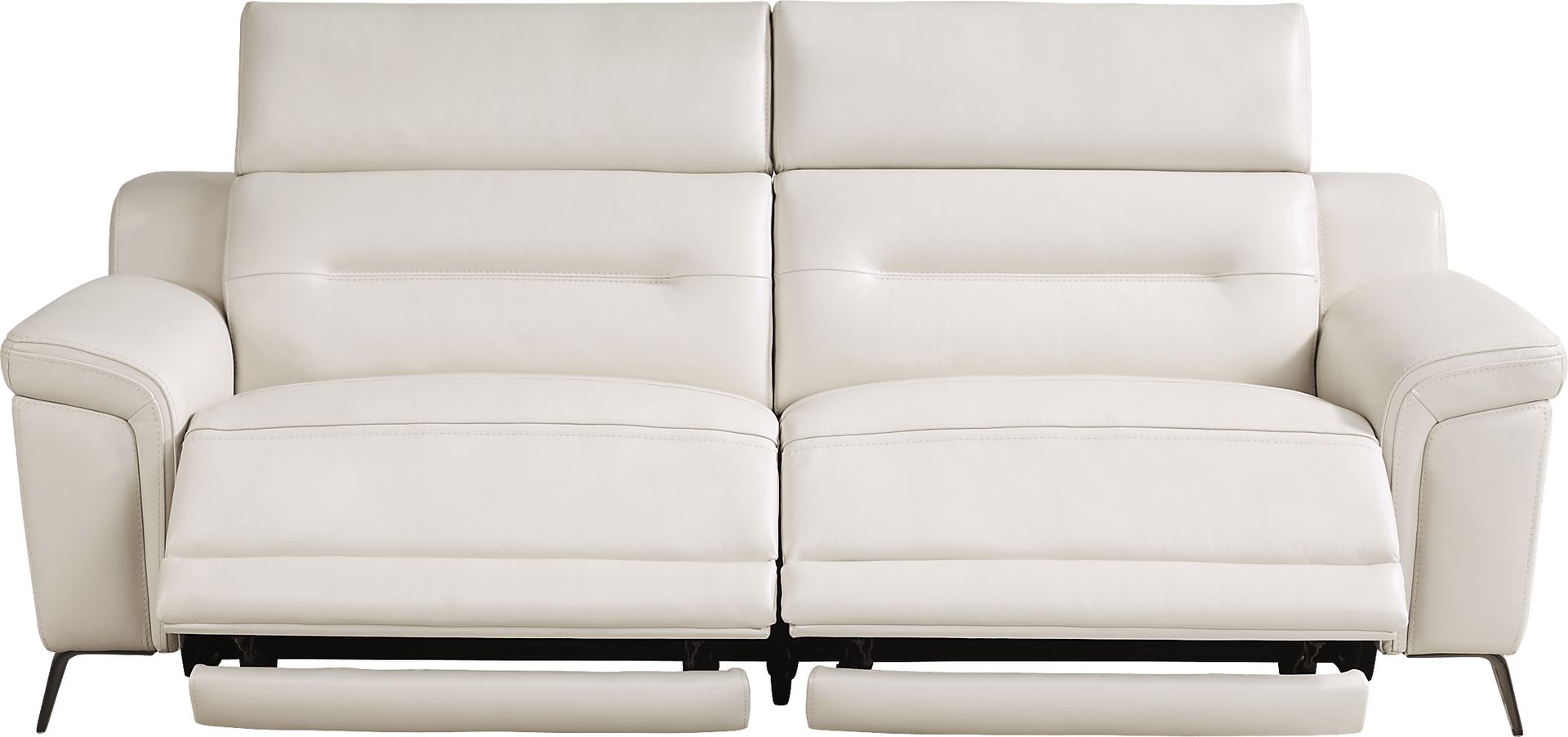 Castella Ivory Leather Dual Power Reclining Sofa - Image 3