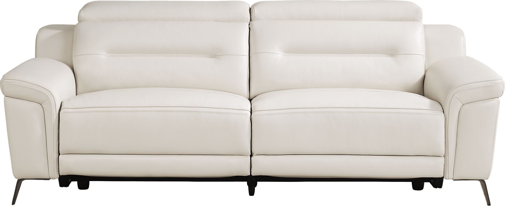 Castella Ivory Leather Dual Power Reclining Sofa - Image 1