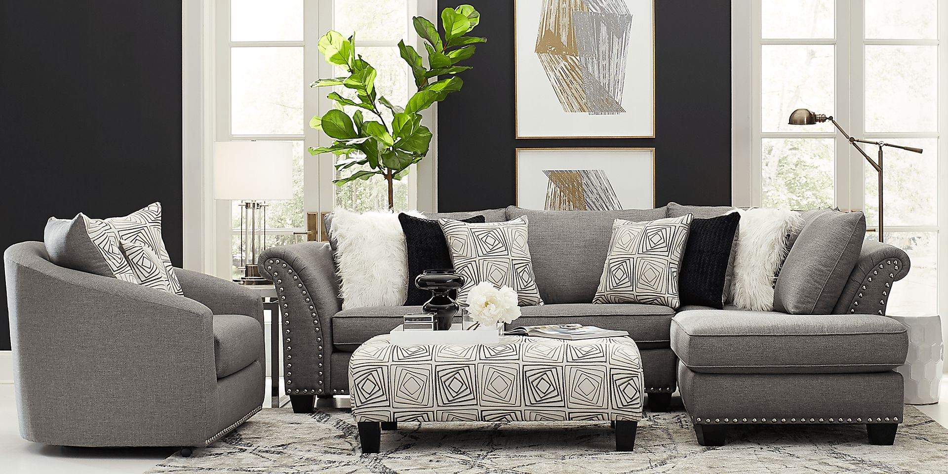 Claremont Gray 5 Pc Sectional Living Room - Image 1