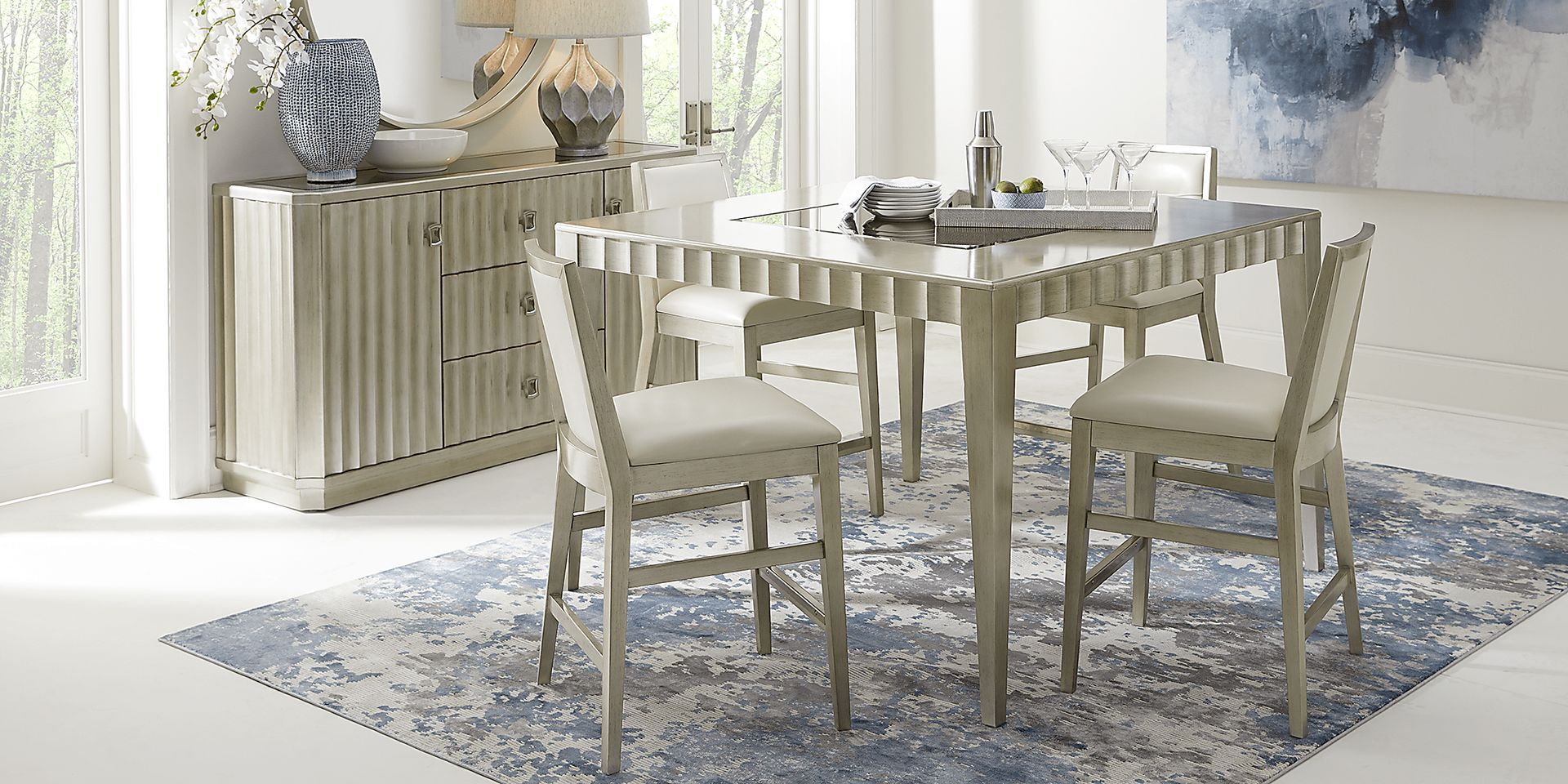 Delanco Pewter 5 Pc Counter Height Dining Room - Image 1