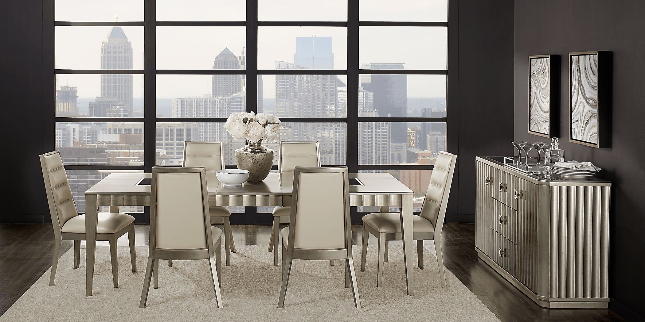 Sofia Vergara Delanco 5 Pc Pewter Metal Dining Room Set | Rooms To Go