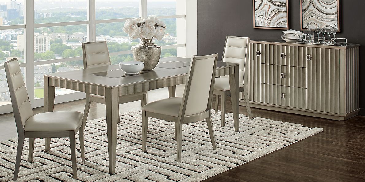 Sofia Vergara Delanco 5 Pc Pewter Metal Dining Room Set With