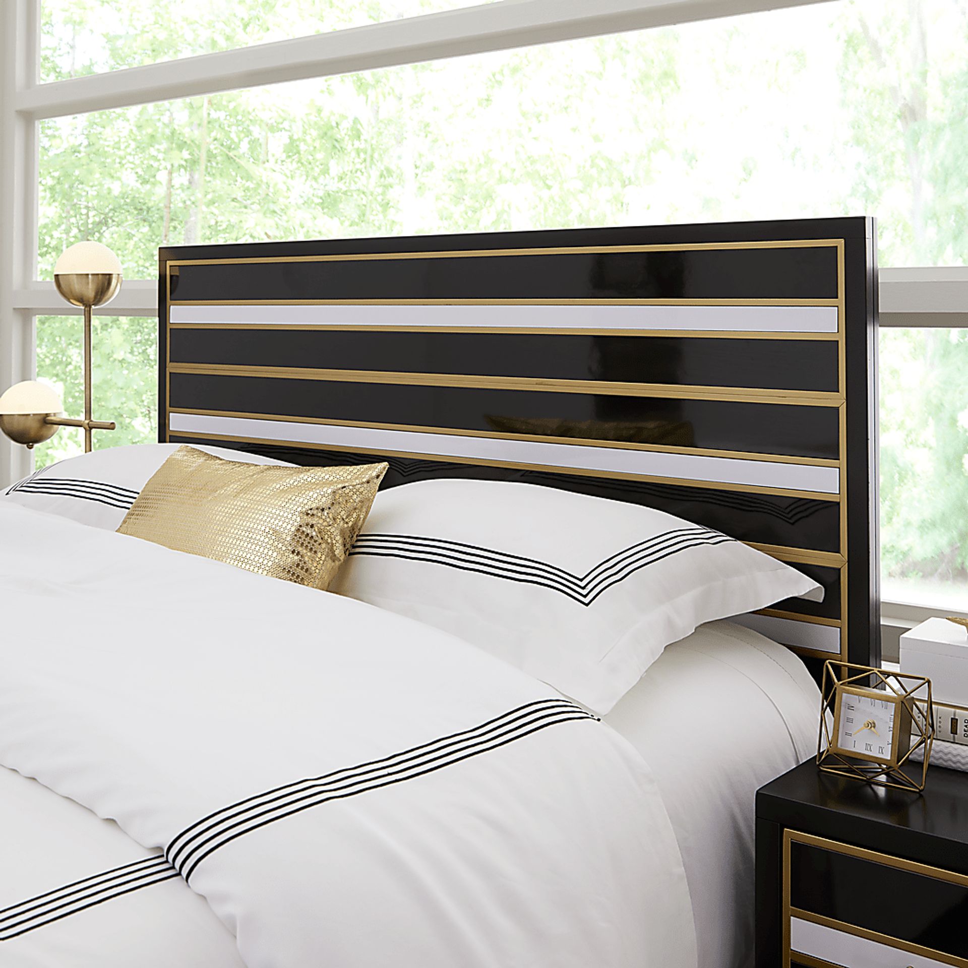 French Riviera Black 5 Pc Queen Panel Bedroom - Image 3