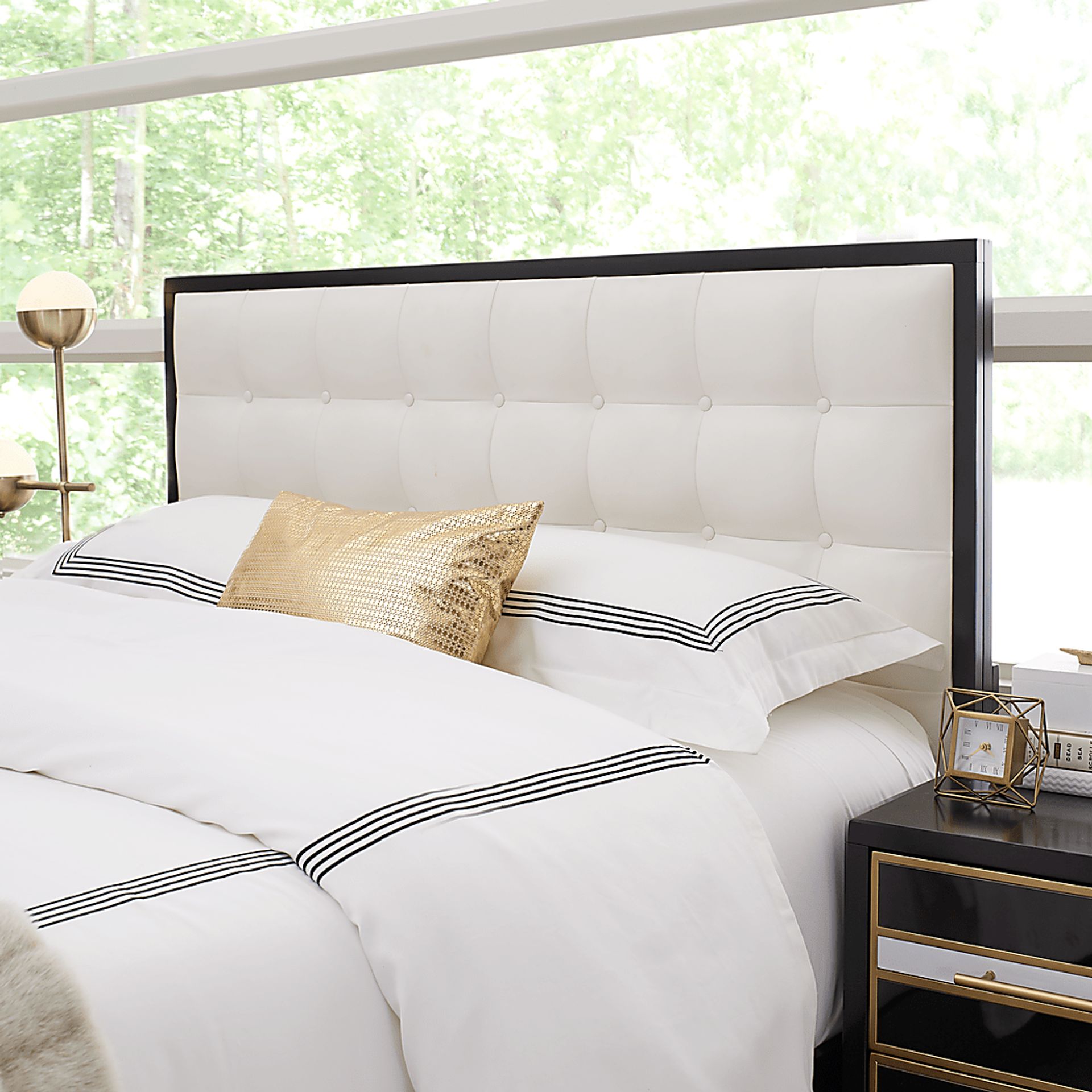 French Riviera Black 3 Pc Queen Upholstered Bed - Image 3
