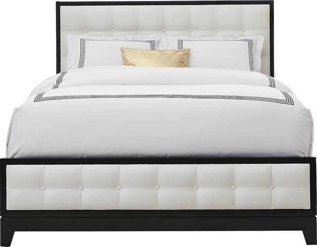 French Riviera Black 3 Pc Queen Upholstered Bed - Thumbnail - Image 1