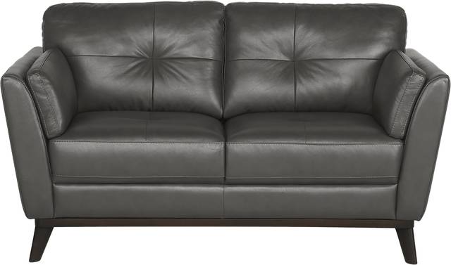 Gabriele Gray Leather Loveseat - Thumbnail - Image 1