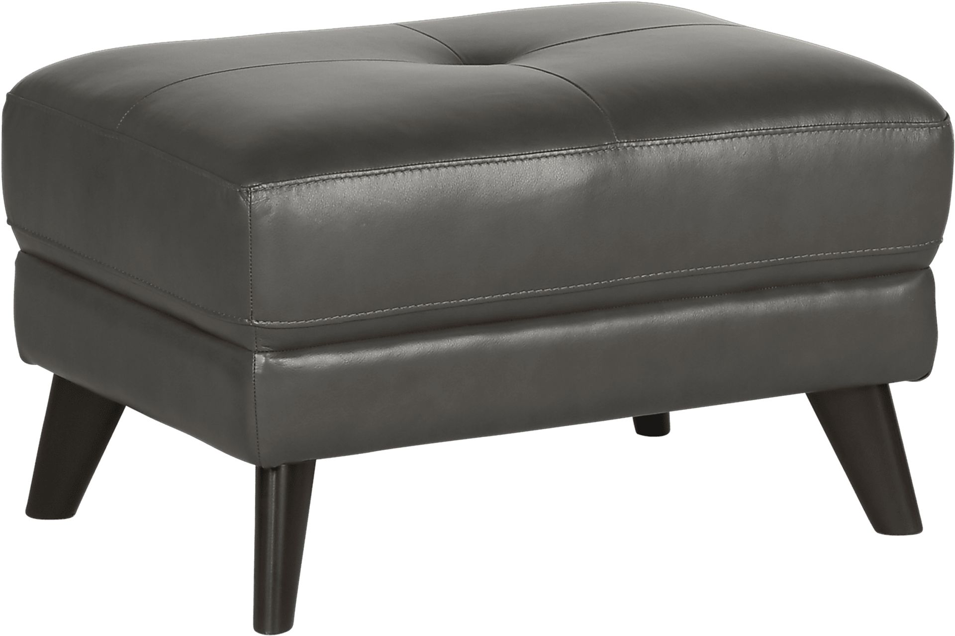 Gabriele Gray Leather Ottoman - Image 1