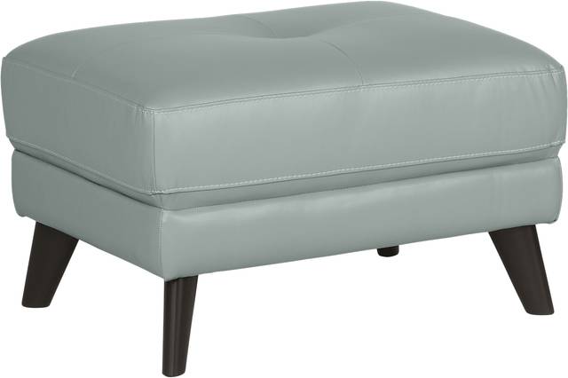 Gabriele Spa Blue Leather Ottoman - Thumbnail - Image 1